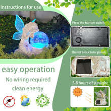 Load image into Gallery viewer, RATUEJIA Solar Garden Statues Fairy,Outdoor Statue with Glass Ball Solar Lights Waterproof Resin Yard Art Sculpture Decoration for Patio, Lawn, Balcony, Mother's Day, Housewarming Gift