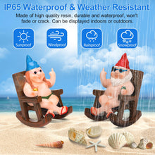 Load image into Gallery viewer, SepApr88 Garden Gnomes, Funny Naughty Naked Gnomes Figurines in Rocking Chair, Outdoor Garden Yard Lawn Statues, Middle Finger Resin Decor for Home Office(2Pcs, Sitting)