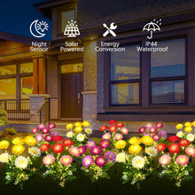 Load image into Gallery viewer, FWLWTWSS Solar Lights Outdoor Garden - 2 Pack Snow Lotus Solar Garden Lights, Garden Lights Solar Powered Waterproof with 7 Small Snow Lotus Flowers, Garden Ornaments Outdoor (White)