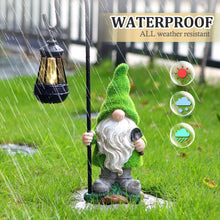Load image into Gallery viewer, Flocked Garden Gnome Statue with Solar LED Light, Large Funny Fairy Gnomes Figurines with Solar Lantern, Outdoor Fall Decorations for Yard Lawn, Tall 15.8 Inch
