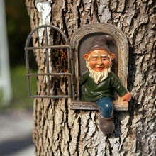Load image into Gallery viewer, YWHWXB Elf Out The Door Tree Hugger,Garden Gnome Statue,Funny Garden Peeker Sculpture for Yard Garden Porch Decoration (5.9-Inch)
