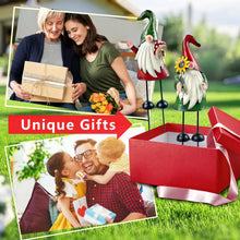 Load image into Gallery viewer, HONGLAND Garden Gnome Statue Outdoor Metal Gnome Yard Art 18 Inch Gnome Figurine Decorative Stakes for Holiday Xmas Lawn Patio Yard Garden Decor-2 PCS