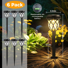Load image into Gallery viewer, HELESIN Garden Lights Solar Powered, 6 Pack Solar Lights Outdoor Garden Waterproof (Warm White), 16.5IN LED Solar Pathway Lighting, Solar Powered Outdoor Light for Patio/Lawn/Landscape Decoration