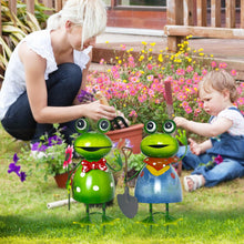 Load image into Gallery viewer, HONGLAND Metal Yard Art Garden Decor for Outside - Cute Frog Outdoor Decor - 3D Spring Frogs Figurine Garden Sculptures & Statues - Gifts for Grandma Mom - 2 Pcs
