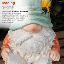 Load image into Gallery viewer, Alpine Corporation MCC844 Indoor/Outdoor Gnome Reading a Book Garden Statue, Charming Gnome Statue with Hat, 20" H, Turquoise