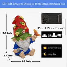 Load image into Gallery viewer, CALMMIND Solar Gnomes Garden Statues for Outside - 10.2" Solar Garden Gnomes Statues - Garden Gnomes Outdoor Statues for Garden Decor with 7 LED Lights and Butterfly - Housewarming Gifts
