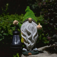 Load image into Gallery viewer, ANYUETE,Flocked Garden Outdoor Gnome Statues Decor with Solar Lights ,Large Funny Gnome Garden Figurines for Outside Patio Yard Lawn House Farmhouse Sculptures Decorations Gifts