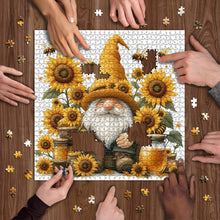 Load image into Gallery viewer, PICKFORU Sunflower Gnome Puzzle for Adults 1000 Pieces, Funny Garden Gnomes Honey Bee Jigsaw Puzzle, Floral Nature Themed Challenge for Adults Art