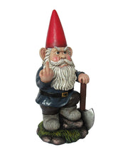Load image into Gallery viewer, World Of Wonders Naughty Garden Gnome with Axe Flipping Bird Statue