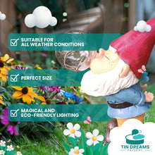 Load image into Gallery viewer, TIN DREAMS FACTORY | Tattletale Gnome with Solar Light – Decorative Garden Resin Figure – Outdoor Gnome with Glowing LED Bubble – Fun Ornament for Garden, Patio & Terrace