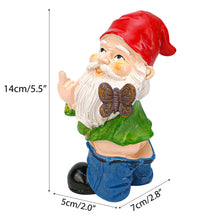 Load image into Gallery viewer, Naughty Middle Finger Gnome, 5.5 inch Tall Funny Resin Garden Gnomes, Mini Pants Down Naked Gnomes for Outdoor Lawn House Decor Statues