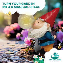 Load image into Gallery viewer, TIN DREAMS FACTORY | Tattletale Gnome with Solar Light – Decorative Garden Resin Figure – Outdoor Gnome with Glowing LED Bubble – Fun Ornament for Garden, Patio & Terrace