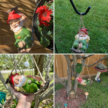 Load image into Gallery viewer, TERESA'S COLLECTIONS Cute Garden Gnomes Decorations for Yard Hanging Statues Outdoor Gifts, Sleepy Gnome in Swing Leaf Hammock Resin Tree Ornaments Figurines for Stump Branch Lawn Patio Decor, 7.4"