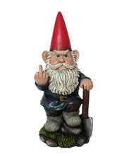 Load image into Gallery viewer, World Of Wonders Naughty Garden Gnome with Axe Flipping Bird Statue