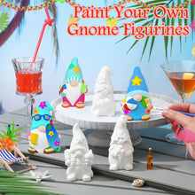 Load image into Gallery viewer, CroBlissful 6 Sets Paint Your Own Ceramic Gnome Statues Ready to Paint Ceramics Paintable Gnome Figurines Unpainted Plaster Arts and Crafts with Brush Palette for Adults