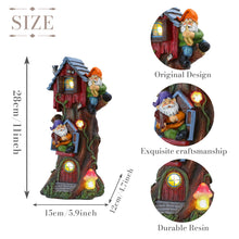 Load image into Gallery viewer, TERESA'S COLLECTIONS Garden Ornaments Outdoor, Lovely Solar Tree Fairy House with Garden Gonks, Waterproof Garden Fairy House Ornaments, Indoor Outdoor 28CM