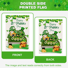 Load image into Gallery viewer, OPULANE Happy St Patricks Day House Flag 28x40 Inch Double Sided Lucky Clovers Shamrocks Gnome Truck Outside Large Flag for Yard Outdoor Holiday Decoration