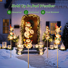 Load image into Gallery viewer, Homeimpro Christmas Solar Outside Decorations Holiday Lights Yard Garden Gnomes Snowman Pathway Stake Lights with 18 LED Waterproof Lawn Outdoor Xmas Gifts for Mom Women (2Pack)