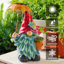 Load image into Gallery viewer, Teaeeno Garden Gnome Statue Decor,Yard Gnomes with Solar LED Umbrella,Solar Lawn Ornaments,Dwarf Sculpture for Outside Patio Porch Lawn Decoration,Waterproof Gnome Statue with Solar Lights for Patio
