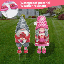 Load image into Gallery viewer, Arosche Large Valentines Day Yard Signs 2pcs with Stakes Gnomes Gardens Decorations Outdoor Ornaments Holiday Welcome Signs for Valentines Day Themed Festival Party Supplies, Lawn, Garden Yard Decor