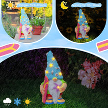 Load image into Gallery viewer, RICHIE Womens Gifts Solar Garden Outdoor Statues Gnome with Surfboard and 5 LED Lights - Unique Housewarming Gifts Lawn Decor Statue for Patio, Balcony, Yard Ornament