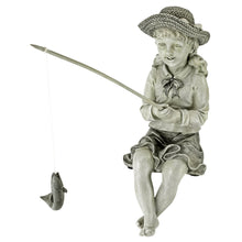 Load image into Gallery viewer, Design Toscano EU9305 Big Catch Fisherwoman Girl Fishing Garden Statue, 28 cm, Polyresin, Two Tone Stone