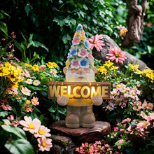 Load image into Gallery viewer, FESTGLOX Solar Garden Gnome Statue with Light, Solar Gnomes Decorations for Yard Outdoor Welcome Gnome Decor for Patio Gnome Mom Gift