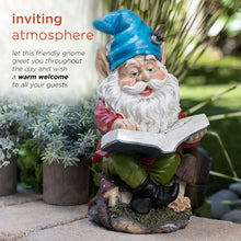 Load image into Gallery viewer, Alpine Corporation 34 cm Tall Outdoor Garden Gnome Reading a Book Yard Statue Decoration