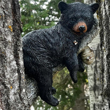 Load image into Gallery viewer, Black Bear Cub Statue Napping Hanging Out in a Tree,Tree Faces Figurine Decor Outdoor,Garden Peeker Tree Hugger Outdoor Sculpture,Garden Decor Tree Hugger Faces for Trees Bear Cub Resin