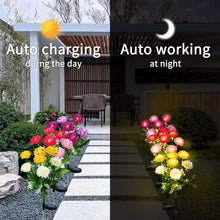 Load image into Gallery viewer, FWLWTWSS Solar Lights Outdoor Garden - 2 Pack Snow Lotus Solar Garden Lights, Garden Lights Solar Powered Waterproof with 7 Small Snow Lotus Flowers, Garden Ornaments Outdoor (White)