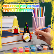 Load image into Gallery viewer, Seenelling 2 Sets Ready to Paint Your Own Gnome School Gnome Ceramics to Paint Teacher Appreciation Gifts 4'' Unpainted Ceramic Figurine Kit for Teacher DIY Art Crafts Office Desk Home Table Decor