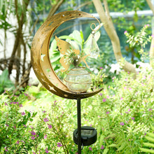 Load image into Gallery viewer, LOVERUIS Solar Garden Lights Outdoor Fairy Moon Lamp Waterproof Moon Garden Solar Light with Crackle Glass Ball LED Stake Lights Angel Decorative for Grave Balcony Lawn Patio Pathway (Fairy)