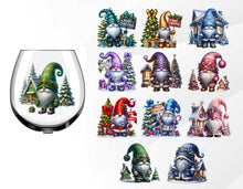 Load image into Gallery viewer, x12 Mixed Christmas Gnome Gonk Design Glass Vinyl Decal Stickers caf1