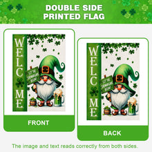 Load image into Gallery viewer, OPULANE St Patricks Day Welcome House Flag 28x40 Inch Double Sided Gnome Lucky Shamrocks Clovers Large Outside Flag for Yard Outdoor Holiday Decoration