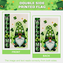 Load image into Gallery viewer, FUYUCHEN St Patricks Day House Flag 28x40 Inch Double Sided Welcome Gnome Shamrock Lucky Clover Holiday Yard Decoration Large Outdoor Flag