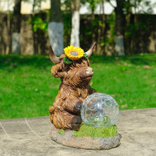 Load image into Gallery viewer, Solar Lantern, Highland Cow Garden Light, Solar-Powered Waterproof Animal Statue for Outdoor Decor, Ambient Lighting for Yard, Patio, Lawn, Porch, Garden, and Pathways
