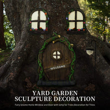 Load image into Gallery viewer, Zreneyfex Fairy Garden Accessories Yard Garden Sculpture Decoration Gnome Home Window and Door with lamp Decoration for Trees