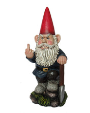 Load image into Gallery viewer, World Of Wonders Naughty Garden Gnome with Axe Flipping Bird Statue