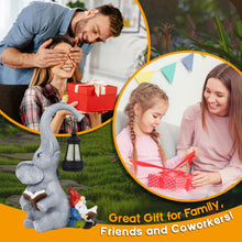 Load image into Gallery viewer, Solar Outdoor Garden Statues Lights, Elephant Figurines with Cute Gnome Garden Sculpture Decor, Luck Elephant Gifts for Woman Mother or Daughter, Unique Housewarming Gifts and Yard Decor