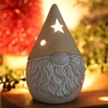 Load image into Gallery viewer, Beige Ceramic Gonk Tealight Candle Holder Stars Cut Out (11cm) Christmas Festive