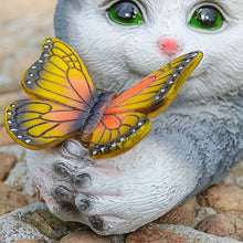 Load image into Gallery viewer, Tuzsocr Solar Powered Cat Statue,Butterfly Solar Lights for Outdoor,Decorative Animal Figurine for Garden,Waterproof Resin Sculpture,LED Lighting,for Lawn,Terrace (Style 1)