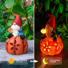 Load image into Gallery viewer, WONDHOME Solar Pumpkin Gnome Garden Statues Outdoor Gnome with LED Lights Decorations for Yard Patio Lawn Porch Mother's Day Halloween Thanksgiving Housewarming Christmas Gardening Gifts for Mom Women