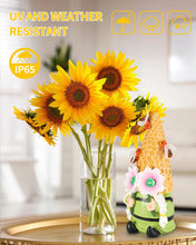 Load image into Gallery viewer, iStatue Solar Garden Gnome Figurine Light with Bees Sunflower, 9.5'' Resin Outdoor Statue for Yard Patio Decor Lawn Ornaments Porch Garden Gifts for Women/Girl (Ms Bee Gnome)