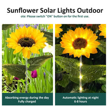 Load image into Gallery viewer, Pesoncarl 4 Packs Sunflower Solar Lights Outdoor Lifelike Solar Sunflowers IP44 Waterproof Solar Garden Lights Auto On/Off Solar Stake Lights for Yard Pathway Garden Sunflower Decor Pathway Lighting