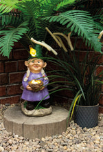 Load image into Gallery viewer, Solar Garden Ornament - Lady Gnome with Egg Basket, classic gnome ornament