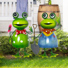 Load image into Gallery viewer, HONGLAND Metal Yard Art Garden Decor for Outside - Cute Frog Outdoor Decor - 3D Spring Frogs Figurine Garden Sculptures & Statues - Gifts for Grandma Mom - 2 Pcs