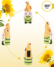 Load image into Gallery viewer, iStatue Solar Garden Gnome Figurine Light with Bees Sunflower, 9.5'' Resin Outdoor Statue for Yard Patio Decor Lawn Ornaments Porch Garden Gifts for Women/Girl (Ms Bee Gnome)