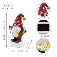 Load image into Gallery viewer, TERESA'S COLLECTIONS Christmas Decorations, Lovely Grey Christmas Gonks with Solar-Powered Lights, Santa Gonks Resin, Xmas Gnomes, Christmas Decorations Gonks Gifts, Indoor Outdoors 22.5CM