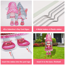 Load image into Gallery viewer, Arosche Large Valentines Day Yard Signs 2pcs with Stakes Gnomes Gardens Decorations Outdoor Ornaments Holiday Welcome Signs for Valentines Day Themed Festival Party Supplies, Lawn, Garden Yard Decor