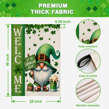 Load image into Gallery viewer, OPULANE St Patricks Day Welcome House Flag 28x40 Inch Double Sided Gnome Lucky Shamrocks Clovers Large Outside Flag for Yard Outdoor Holiday Decoration
